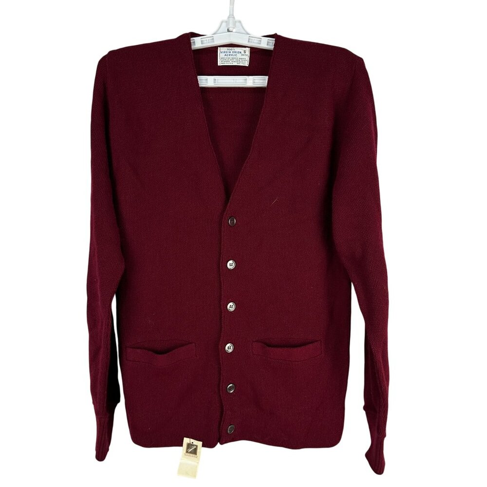 Famous Barr Sz S Knitwear Mens Button Up Cardigan Sweater Virgin Orlon Acrylic